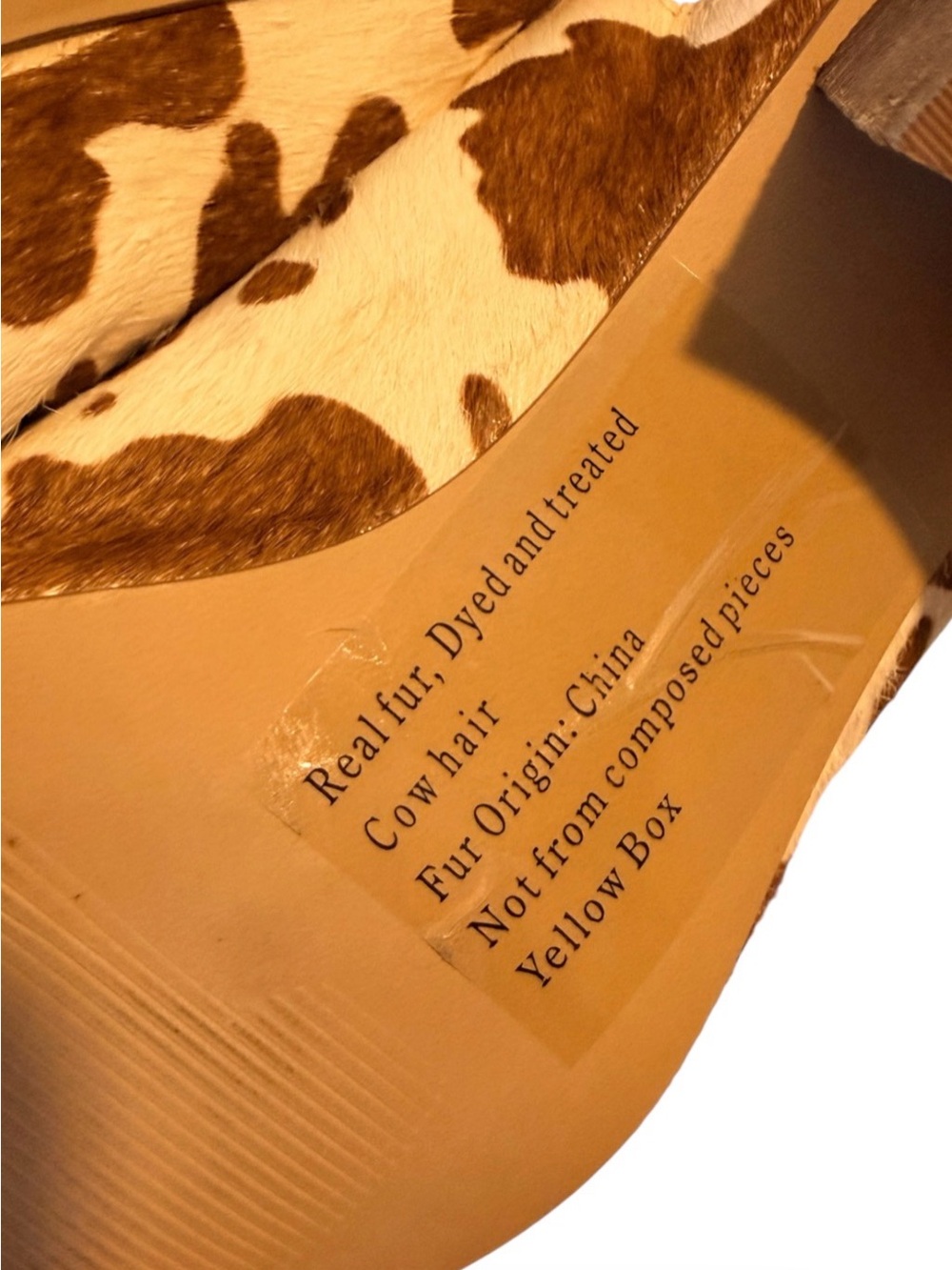 YellowBox 🩵 Brown & White Real Cowhide Slide Sandals New - Picture 3 of 4